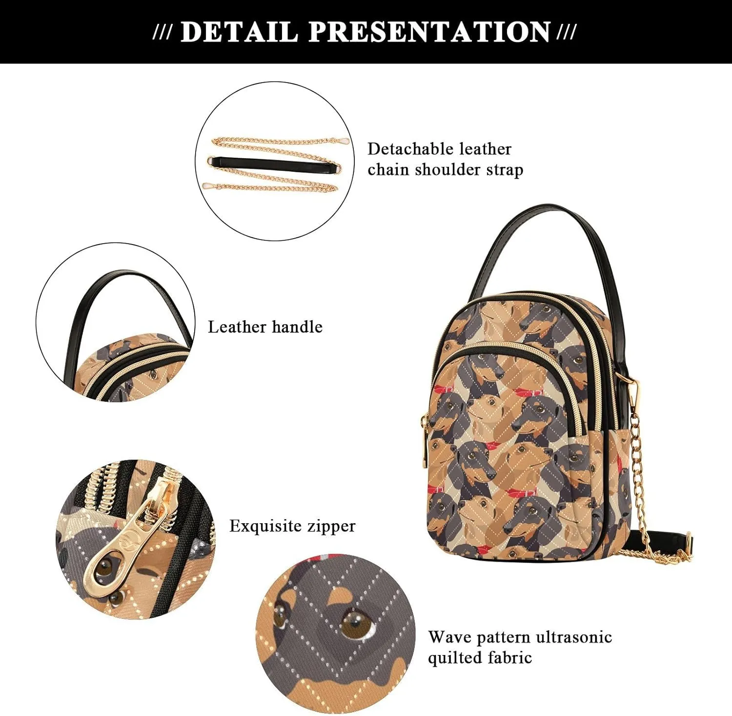 Small Cross body Bags for Women Quilted Crossbody Cell Phone Shoulder Purse Handbags Wallet Detachable Chain Bag
