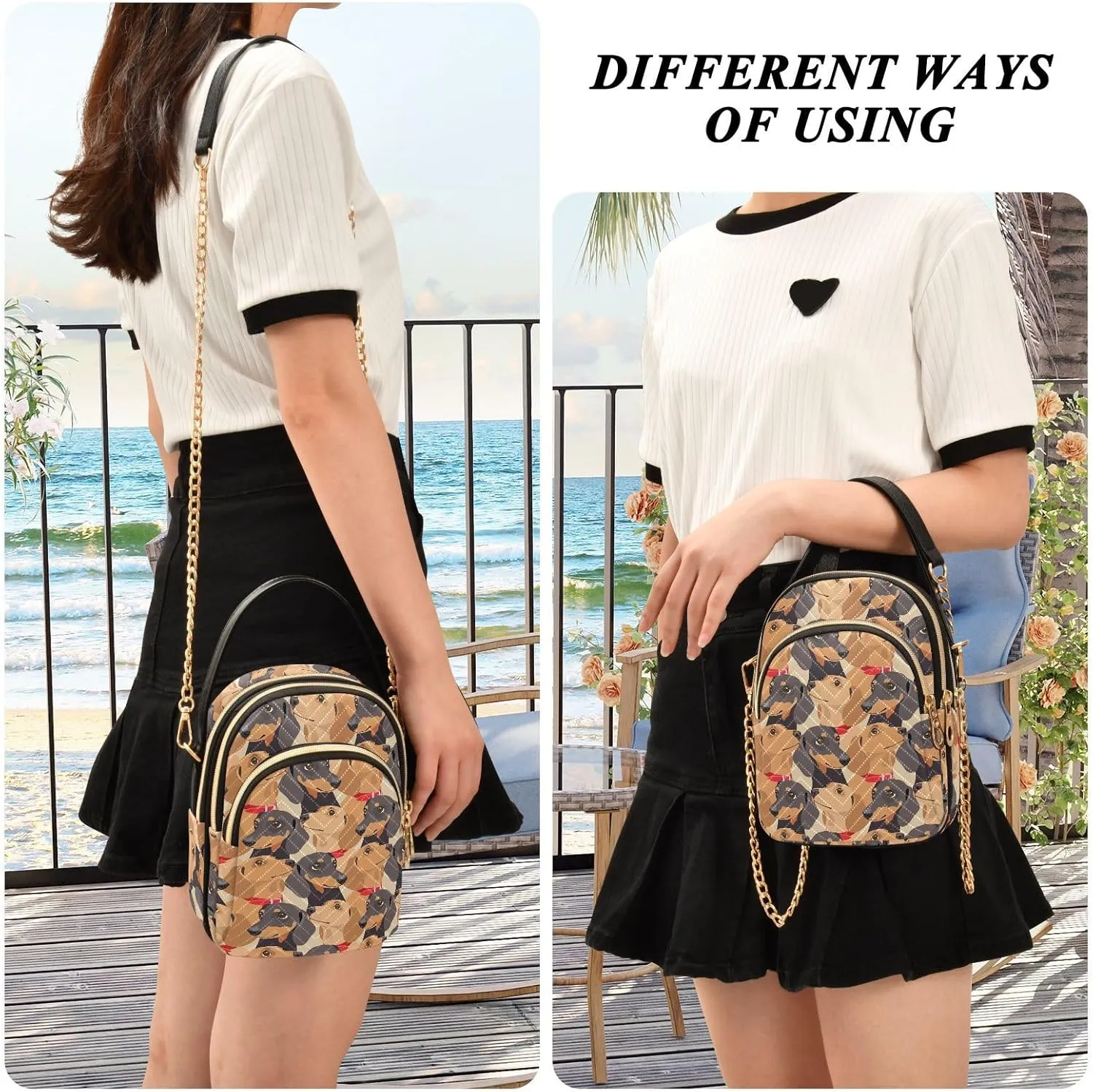 Small Cross body Bags for Women Quilted Crossbody Cell Phone Shoulder Purse Handbags Wallet Detachable Chain Bag