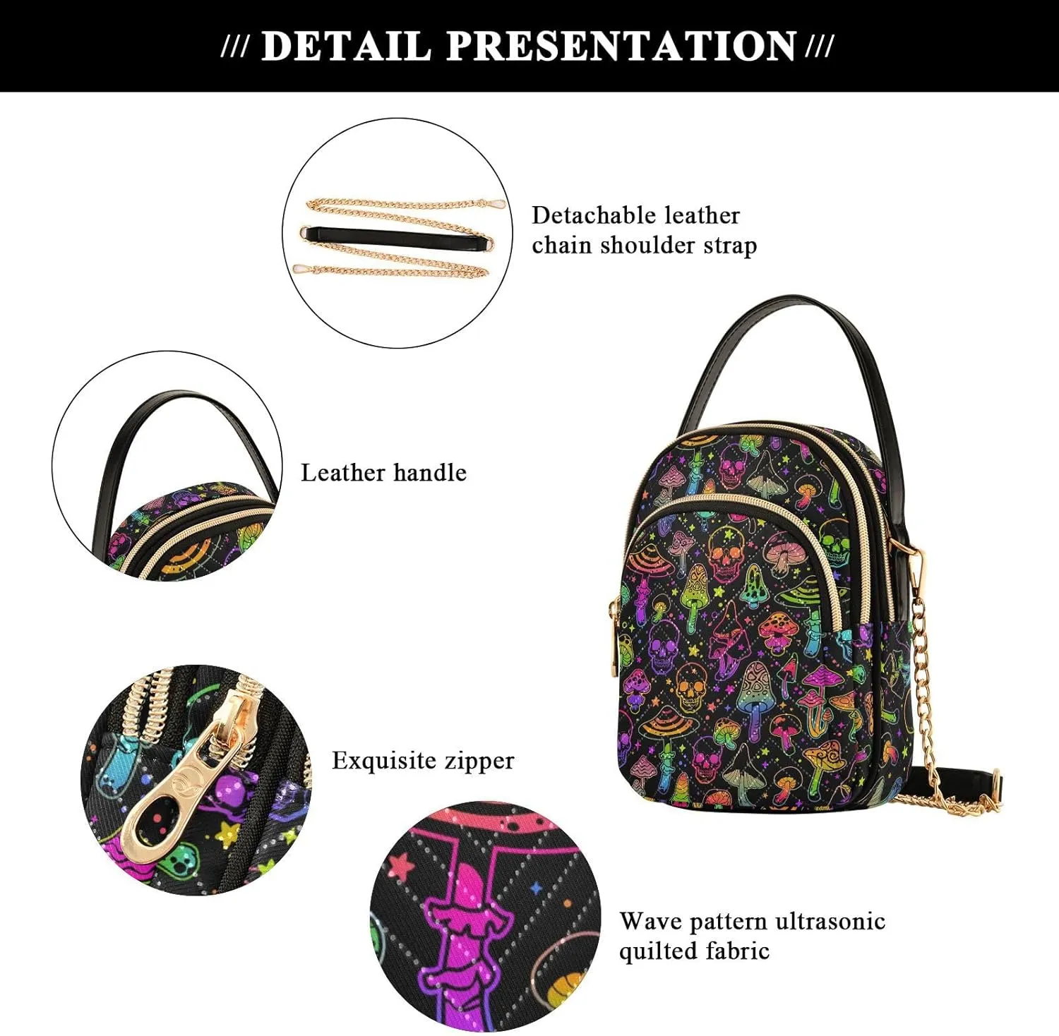 Small Cross body Bags for Women Quilted Crossbody Cell Phone Shoulder Purse Handbags Wallet Detachable Chain Bag