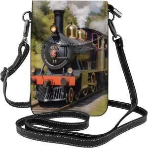 Small Crossbody Bags for Women,Leather Shoulder Bag for Cell Phone Purse with Strap and Wooden Bridge Printed