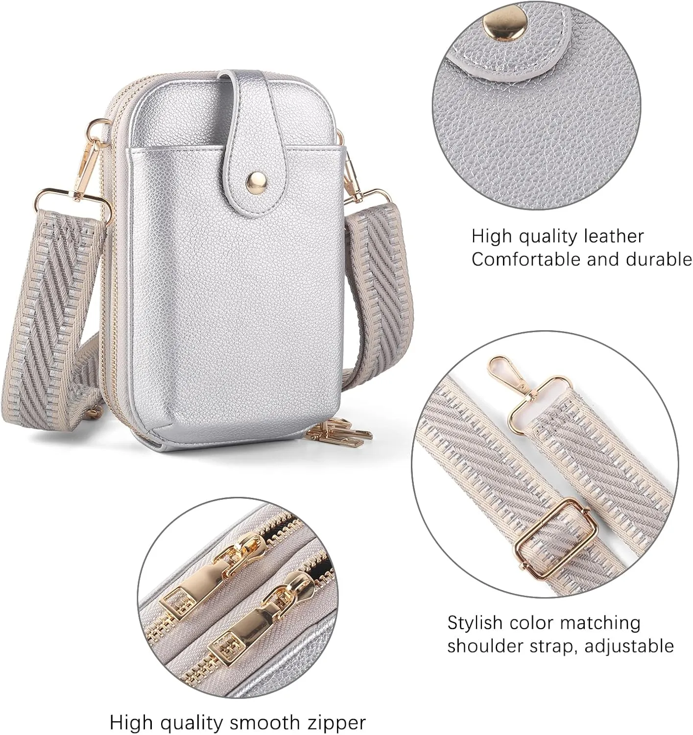 Small Crossbody Cell Phone Bag for Women, Mini Crossbody Wallet Phone Shoulder Handbag Purse with Credit Card Slots