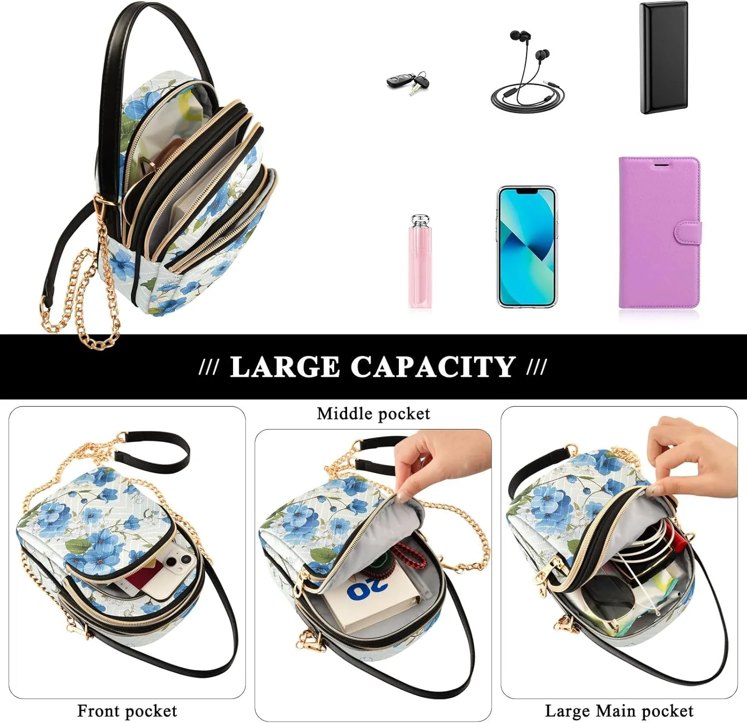 Small Handbag Crossbody Bag for Women Quilted Bags Shoulder Purse Phone Wallet Chain Bag