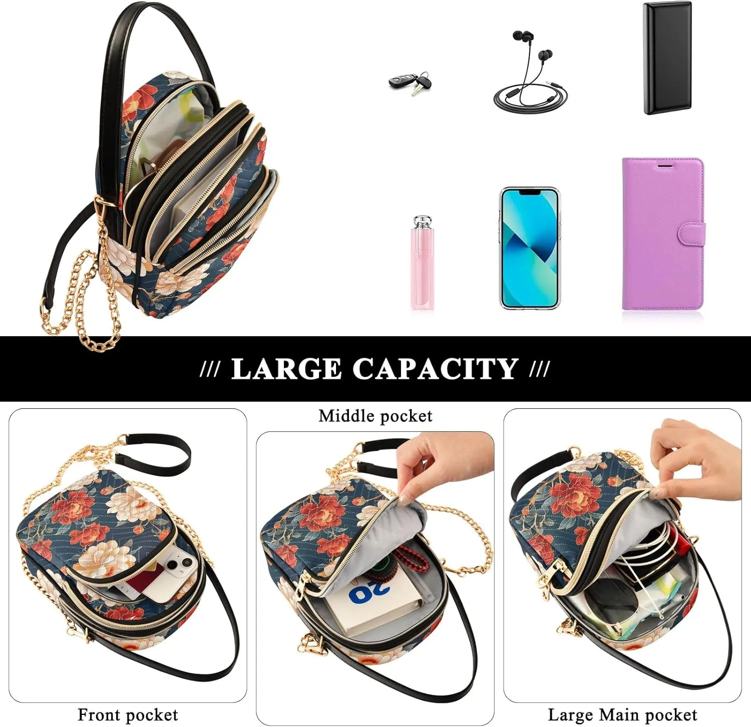 Small Handbag Crossbody Bag for Women Quilted Bags Shoulder Purse Phone Wallet Chain Bag