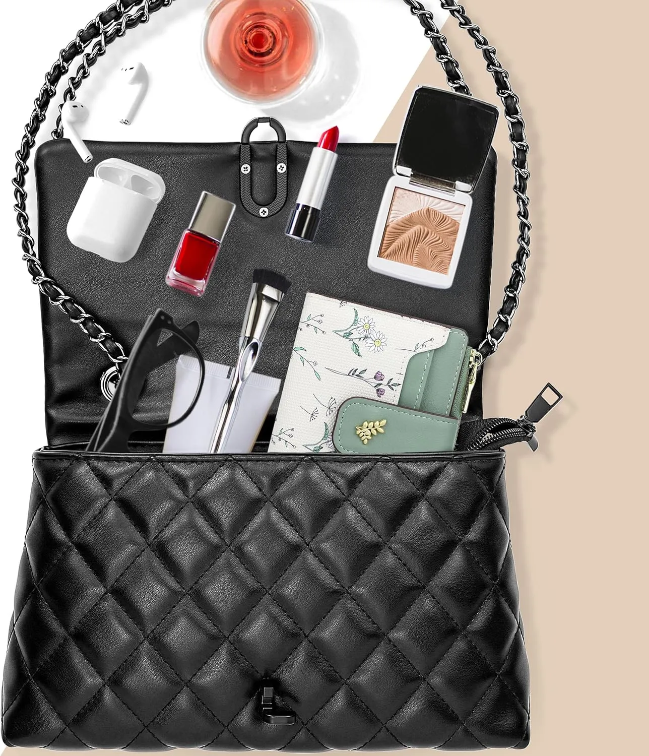 Small Purses for Women Quilted Crossbody Bags Ladies Trendy Shoulder Handbags Quilted Purses Women