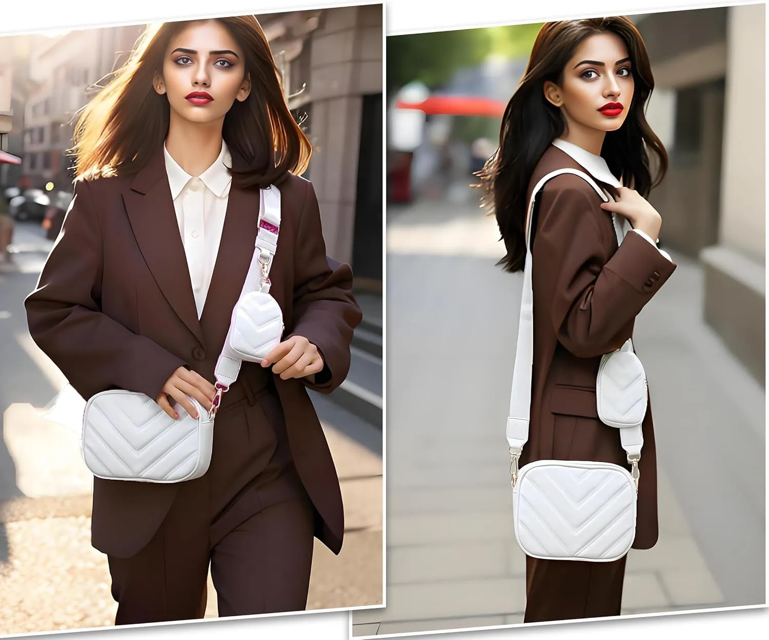 Small Quilted Crossbody Bags for Women Stylish Leather Purse Designer Handbag with Coin Pouch for Shopping, Dating, Traveling