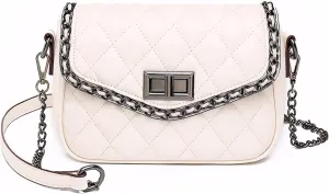 Small Quilted Crossbody Purse for Women Trendy Soft Vegan Leather Shoulder Wallet Purse Chain Cross Body Flap Bag