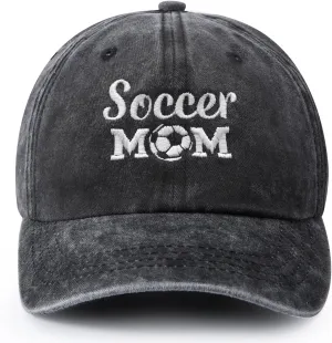 Soccer Mom Hat, Funny Soccer Mom Gifts for Women, Adjustable Cotton Embroidered Baseball Cap