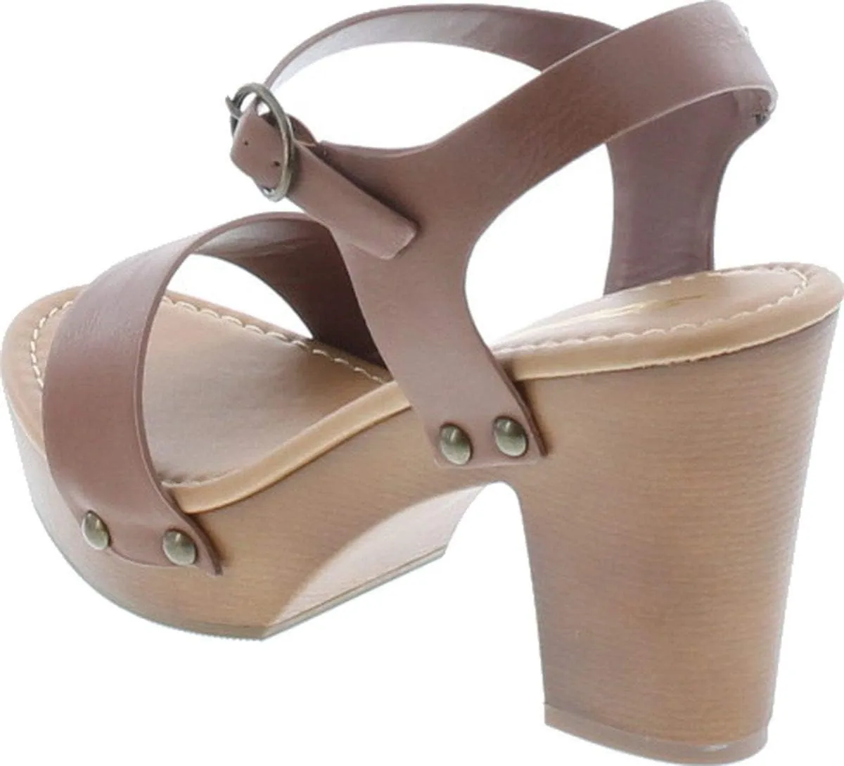 Soda CHIVAS ~ Women's Bold Buckles Studded Wedge Sandal