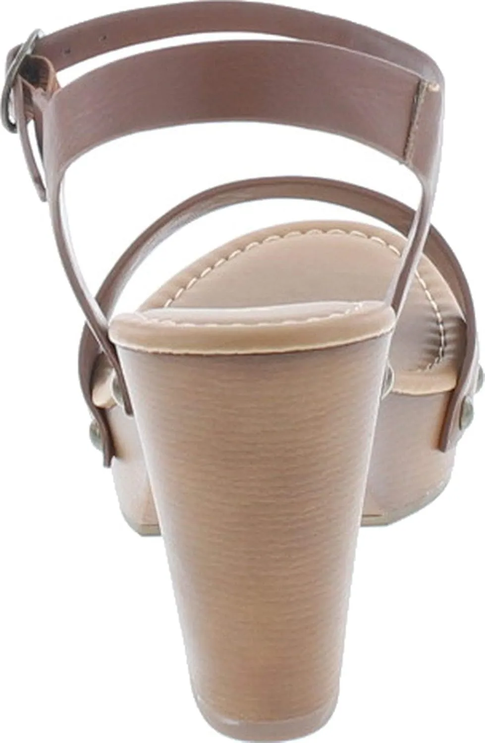 Soda CHIVAS ~ Women's Bold Buckles Studded Wedge Sandal