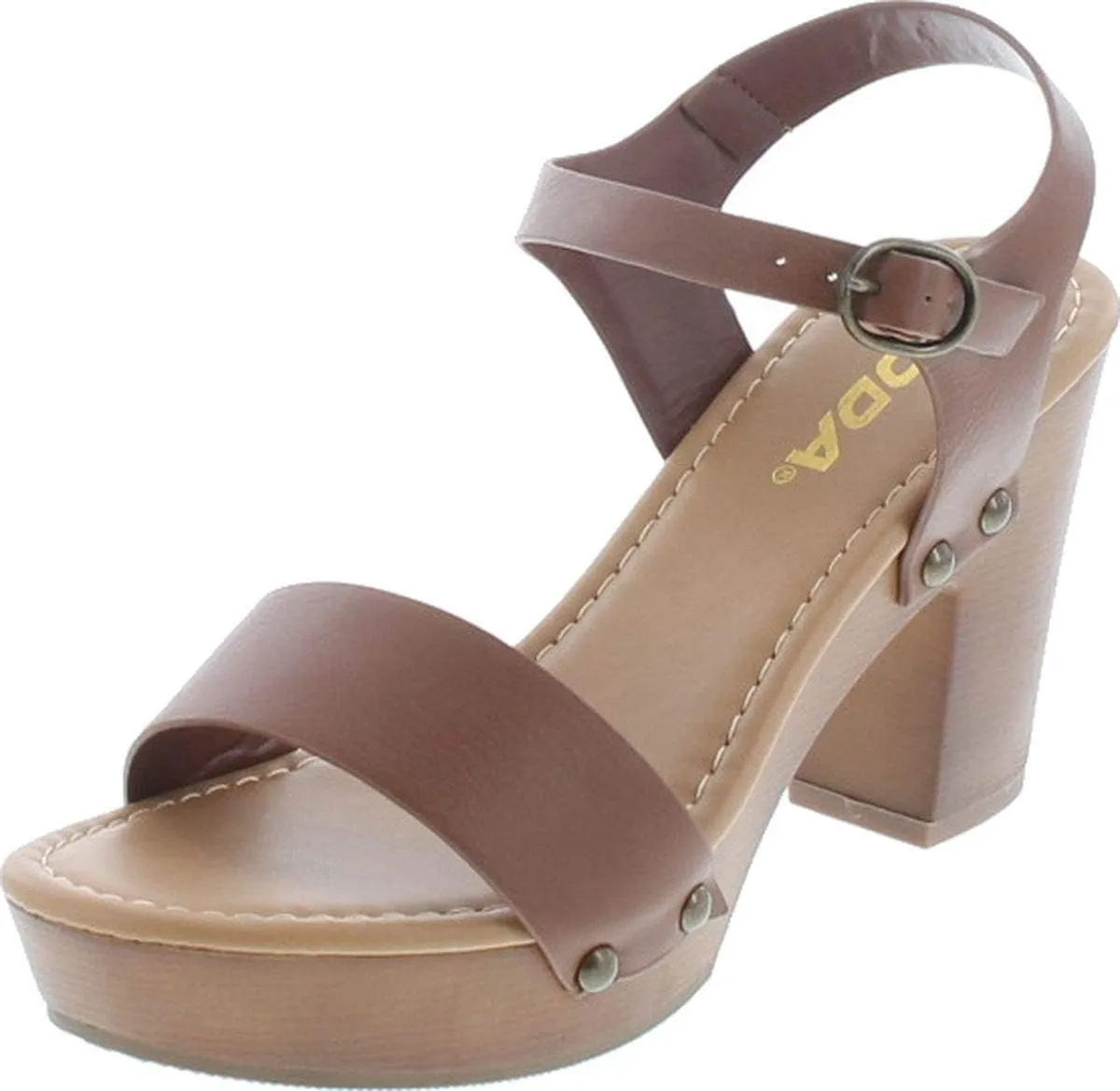 Soda CHIVAS ~ Women's Bold Buckles Studded Wedge Sandal