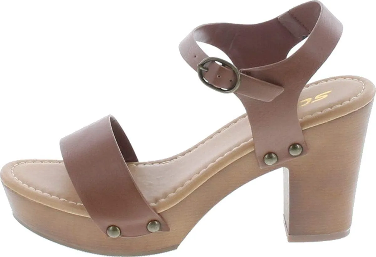 Soda CHIVAS ~ Women's Bold Buckles Studded Wedge Sandal
