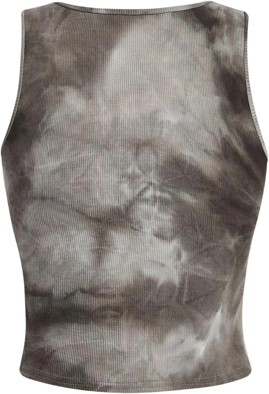 SOLY HUX Women's Graphic Tank Tops Y2k Gothic Scoop Neck Sleeveless Tops Summer Going Out Top