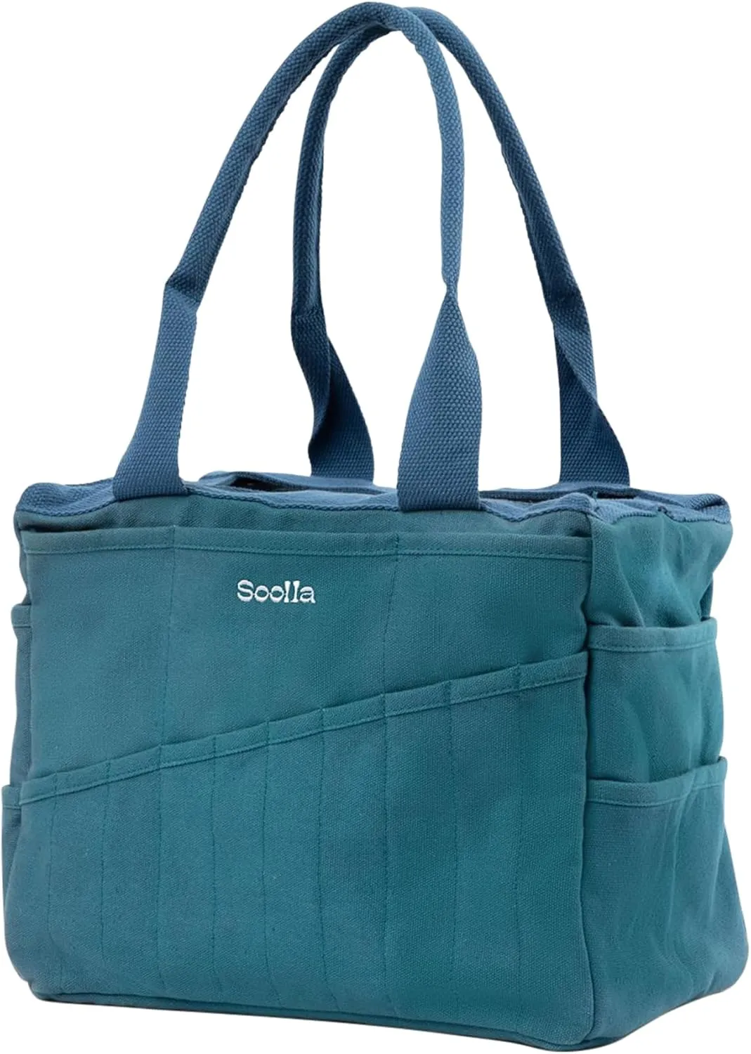 Soolla Studio Bag: Art Supply Storage Organizer & Pottery Tool Bag, Washable Craft Tote, Knitting Yarn Bag, Crochet Project Bag, 30 Pockets, 15  Canvas Colors, Artist Bag for Adults (Aquamarine)