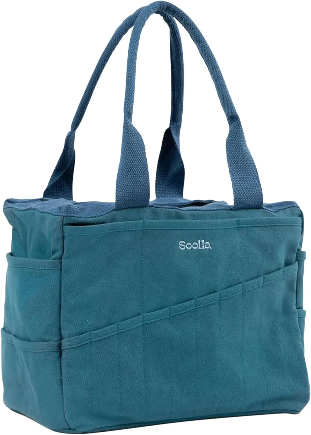 Soolla Studio Bag: Art Supply Storage Organizer & Pottery Tool Bag, Washable Craft Tote, Knitting Yarn Bag, Crochet Project Bag, 30 Pockets, 15  Canvas Colors, Artist Bag for Adults (Aquamarine)