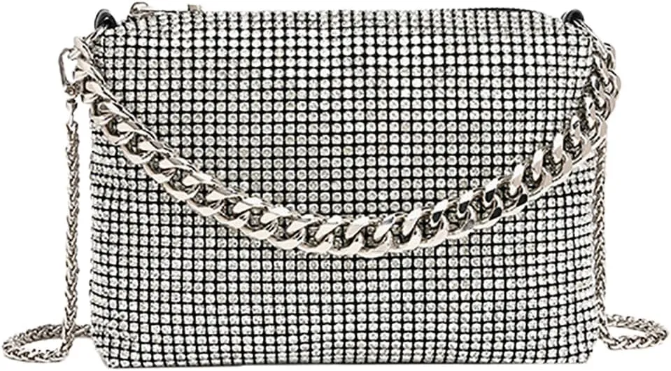 Sparkly Women Rhinestone Clutch Purse Stylish Diamonds Handbag Commuting Shoulder Purse for Casual Formal