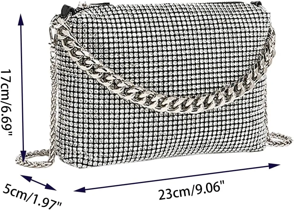 Sparkly Women Rhinestone Clutch Purse Stylish Diamonds Handbag Commuting Shoulder Purse for Casual Formal