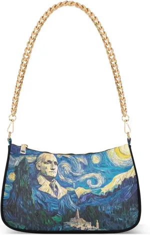 Starry Night Great Great Statue Shoulder Bag, Trendy Handbag