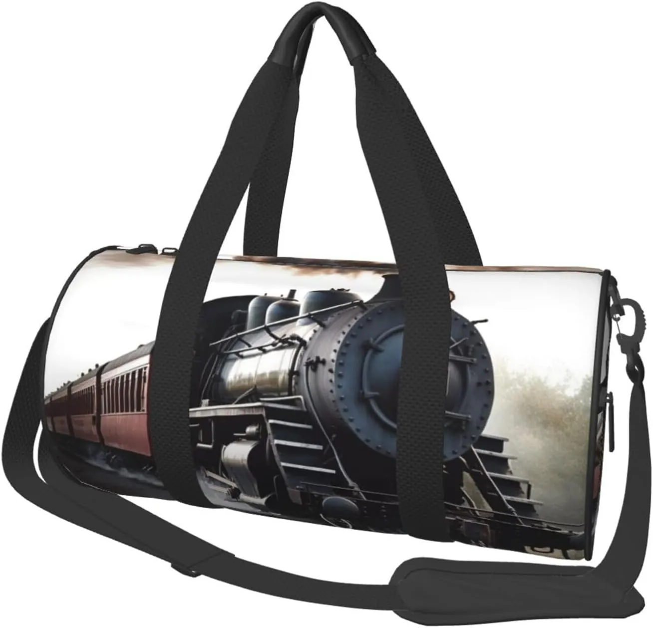 Steam Train Duffle Bag for Women Men Personal Item Travel Bag Canvas Weekender Overnight Bag Lightweight Sports Tote Gym Bag Carry On Luggage Bag