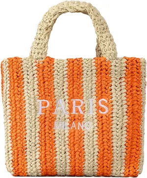 Straw Beach Bag for Women Summer Woven Tote Bag Packable Straw Purses and Handbags for Vacation Holiday