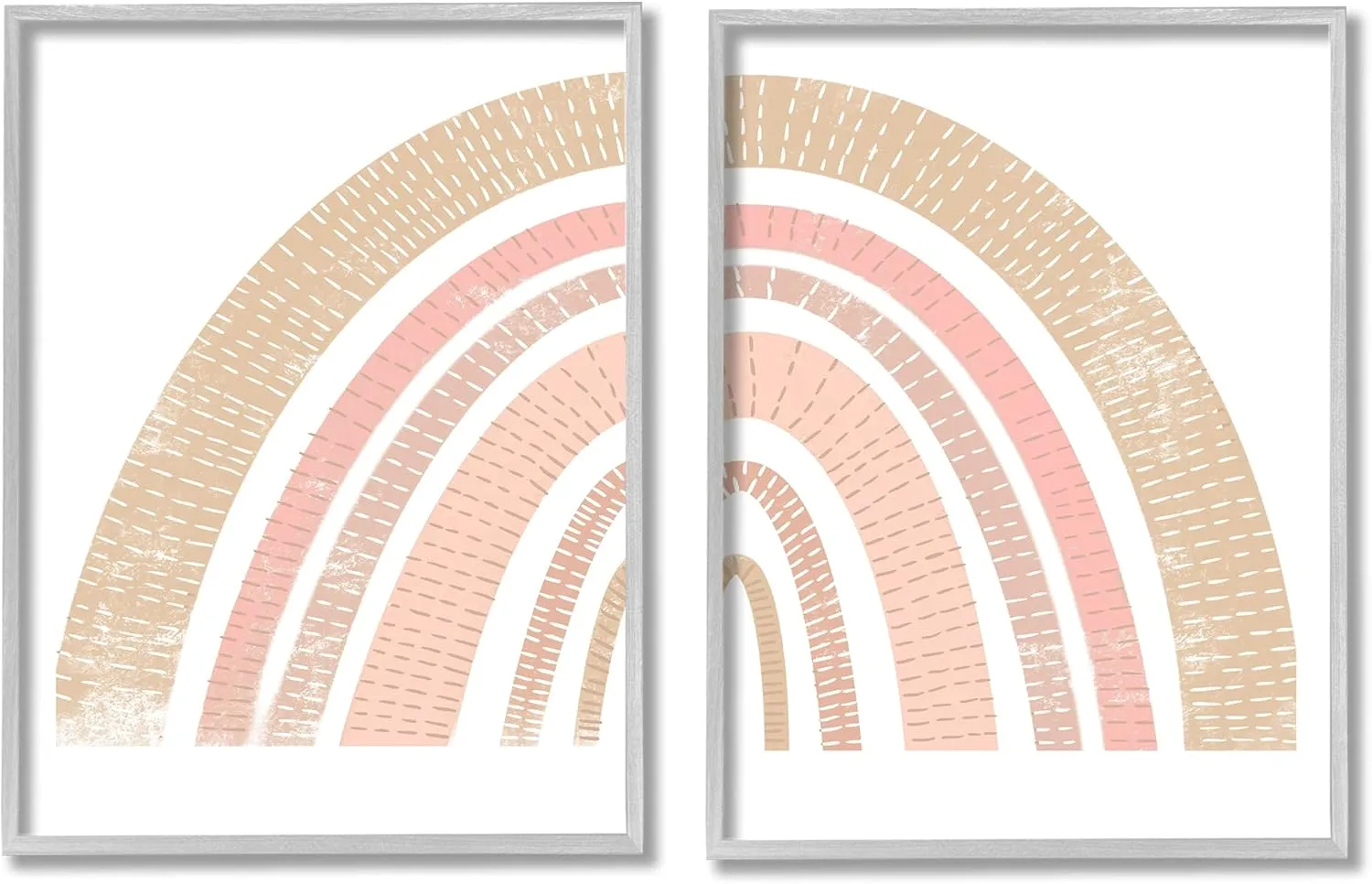 Stupell Industries Abstract Pink Neutral Kid's Rainbow Arches Striped Patterns, Design by Daphne Polselli Gray Framed Wall Art, 2pc, Each 24 x 30