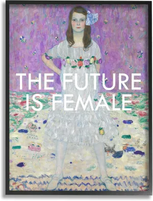 Stupell Industries The Future is Female Vintage Girl Powerful Stance Black Framed Wall Art, 11 x 14, Off- White