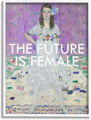 Stupell Industries The Future is Female Vintage Girl Powerful Stance White Framed Wall Art, 24 x 30