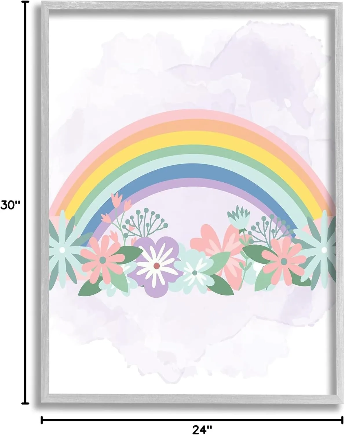 Stupell Industries Tropical Florals Under Playful Rainbow Kids' Illustration, Designed by Kim Allen Gray Framed Wall Art, 24 x 30, White