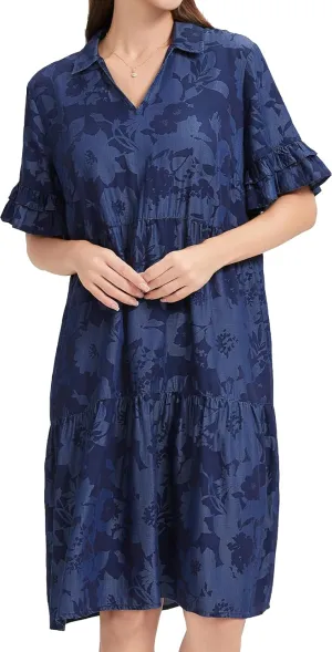 Summer Casual Loose Dress Women Cotton Blend Floral Geometric Print Maxi Dress