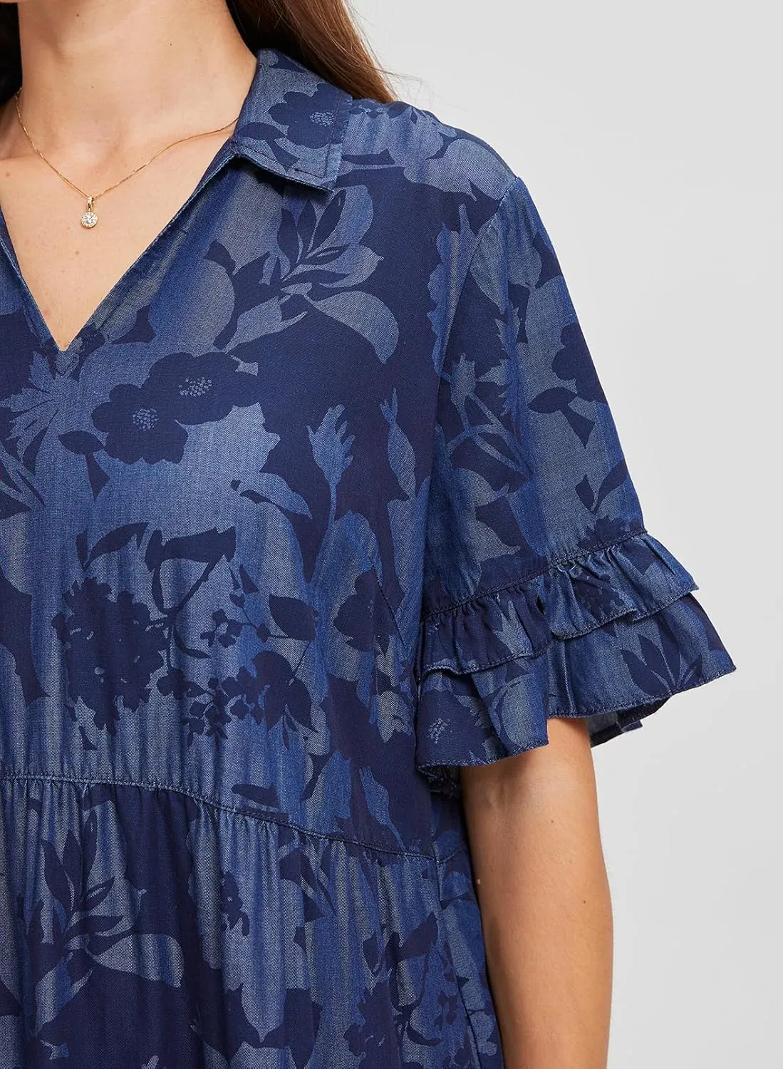 Summer Casual Loose Dress Women Cotton Blend Floral Geometric Print Maxi Dress