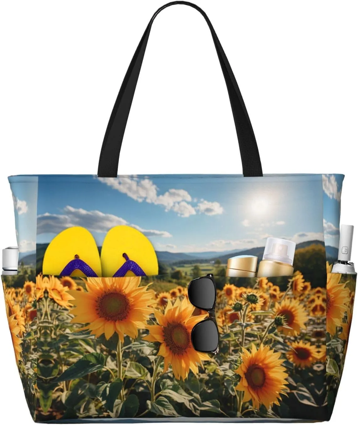 Sunflowers 1 Beach Tote Bag For Women Beach Bag Waterproof And Sandproof Tote Bag Large Travel Bag