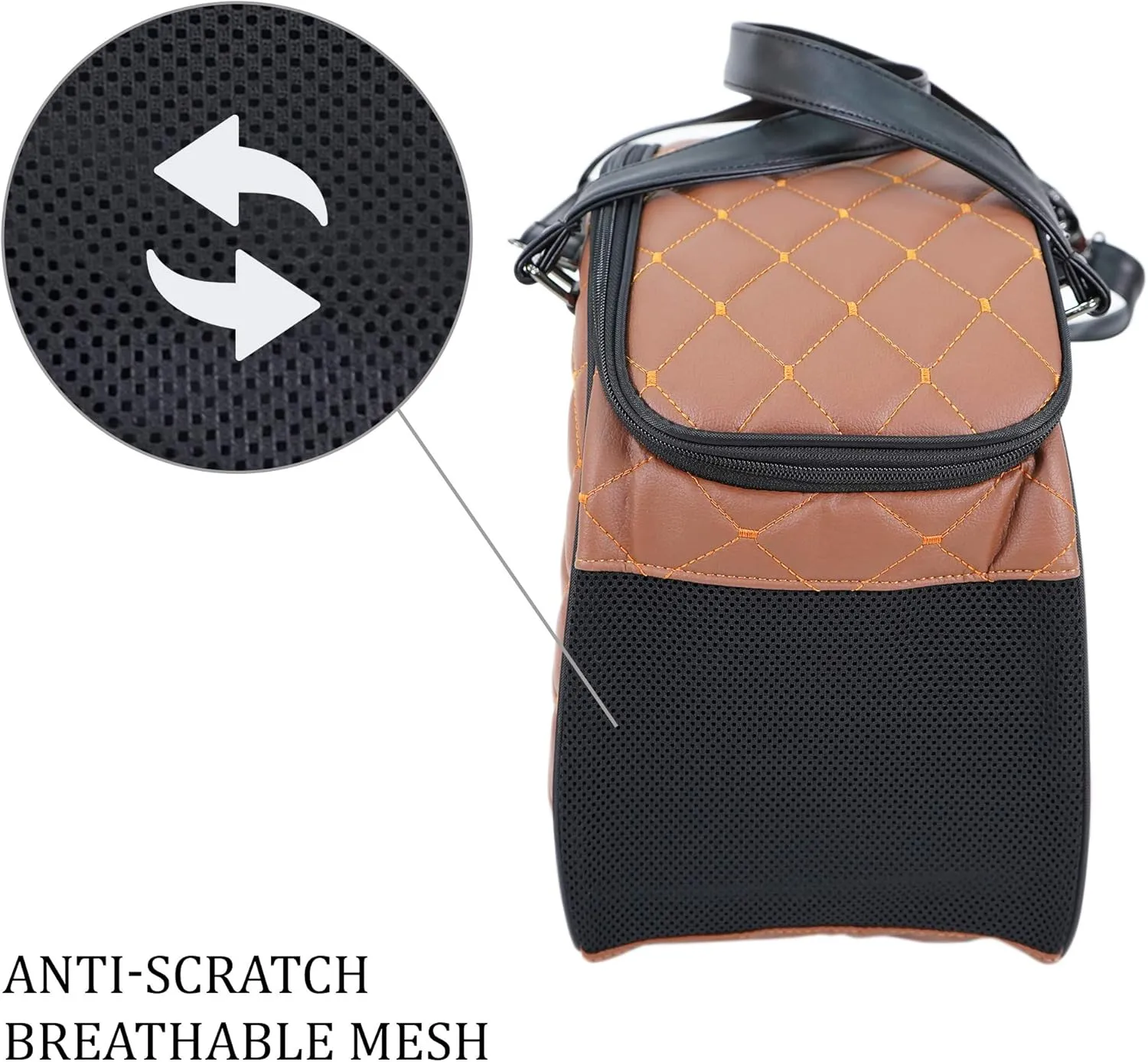 SUSSEXHOME Pets Small Pet Carrier for Small Dogs and Cats - Waterproof Faux Leather Pet Travel Tote Bag - Double Strap Travel Pet Carrier for Cat Travel Bag - 19.7 x 8.7 x 13.4 Inch - Camel
