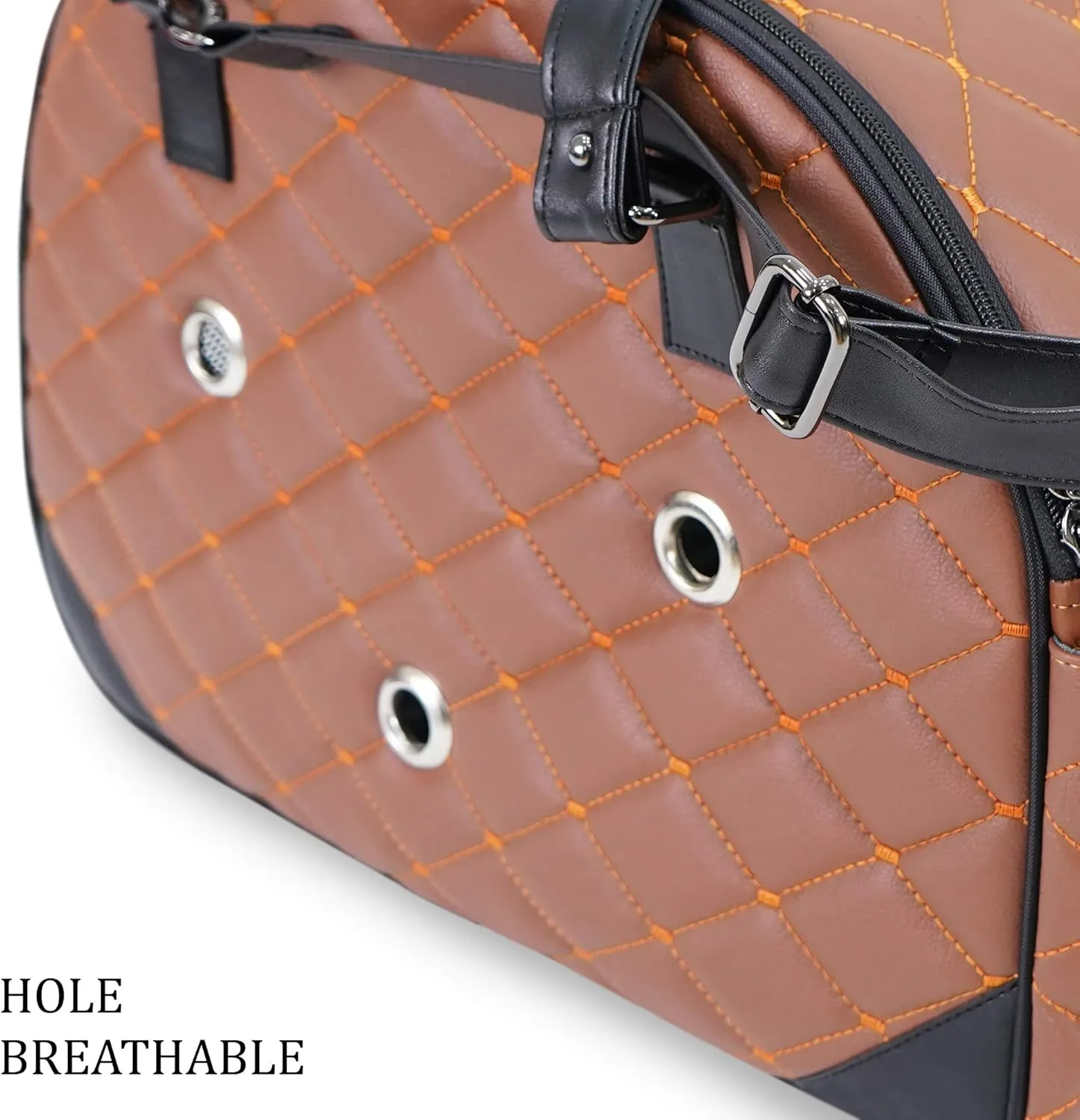 SUSSEXHOME Pets Small Pet Carrier for Small Dogs and Cats - Waterproof Faux Leather Pet Travel Tote Bag - Double Strap Travel Pet Carrier for Cat Travel Bag - 19.7 x 8.7 x 13.4 Inch - Camel
