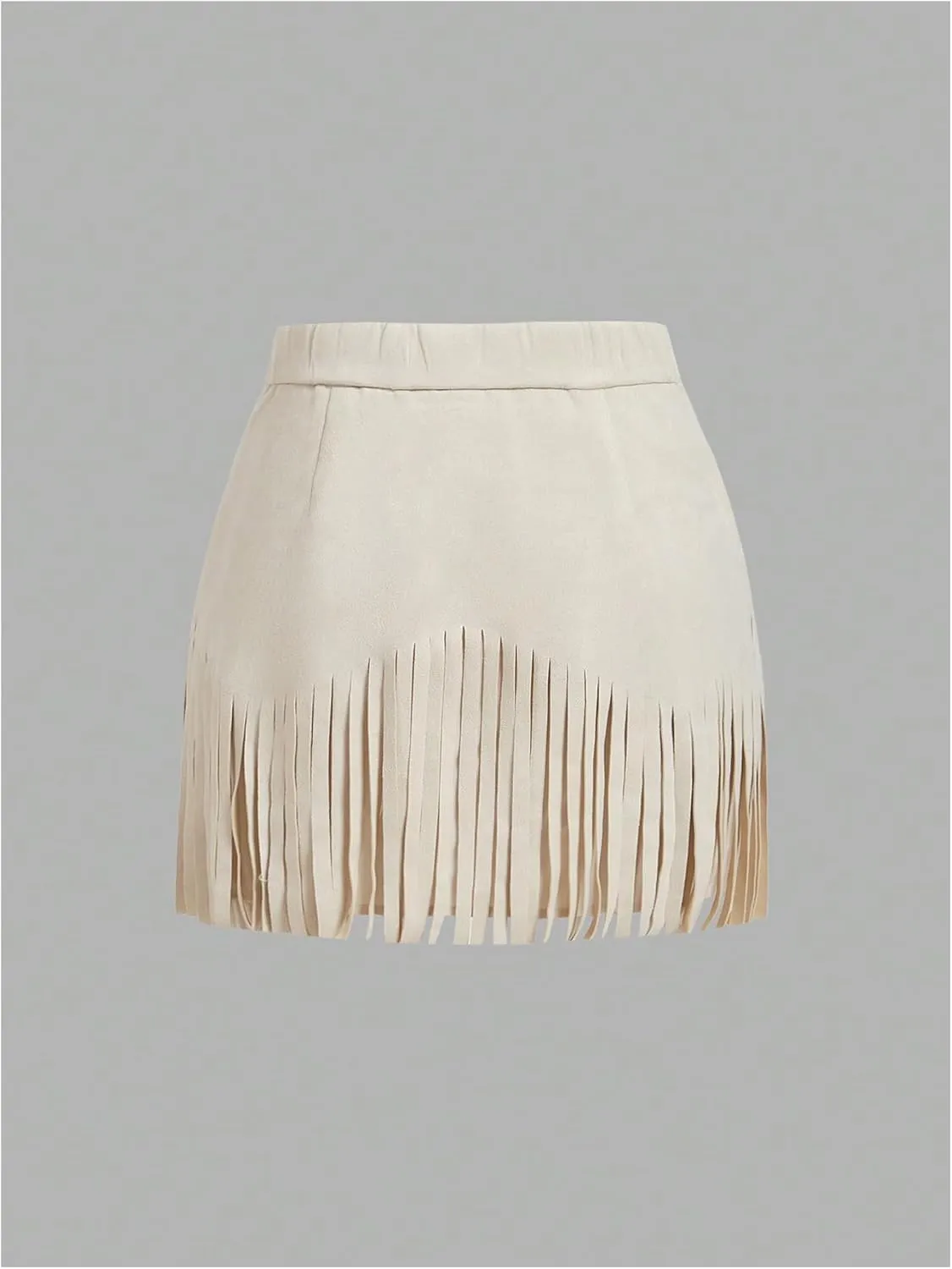 SweatyRocks Women's Faux Suede Fringe Skirt High Waisted Tassel Mini Cowgirl Skirts