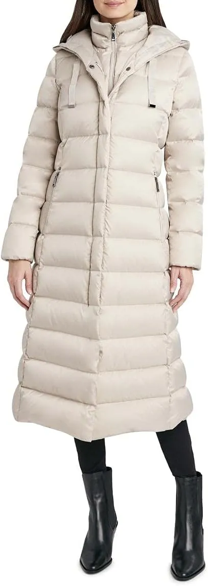 Tahari Nellie Long Coat for Women-Insulated Jacket with Removable Faux Fur Trim