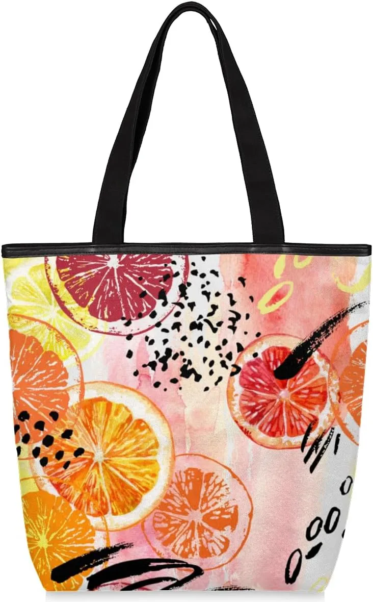 Tavisto Canvas Tote Bag,Cartoon Daisys Grocery Shopping Bags 11"x13.6"x4" Durable