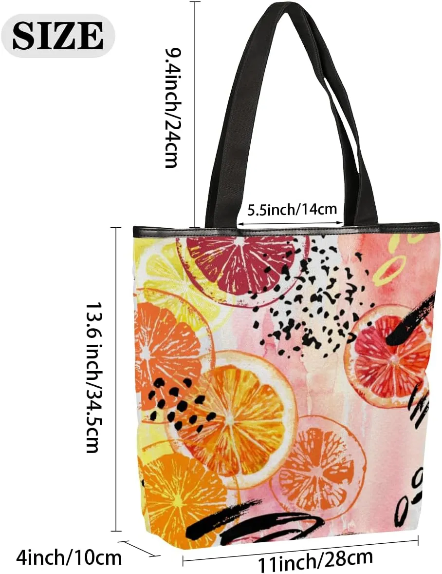 Tavisto Canvas Tote Bag,Cartoon Daisys Grocery Shopping Bags 11"x13.6"x4" Durable
