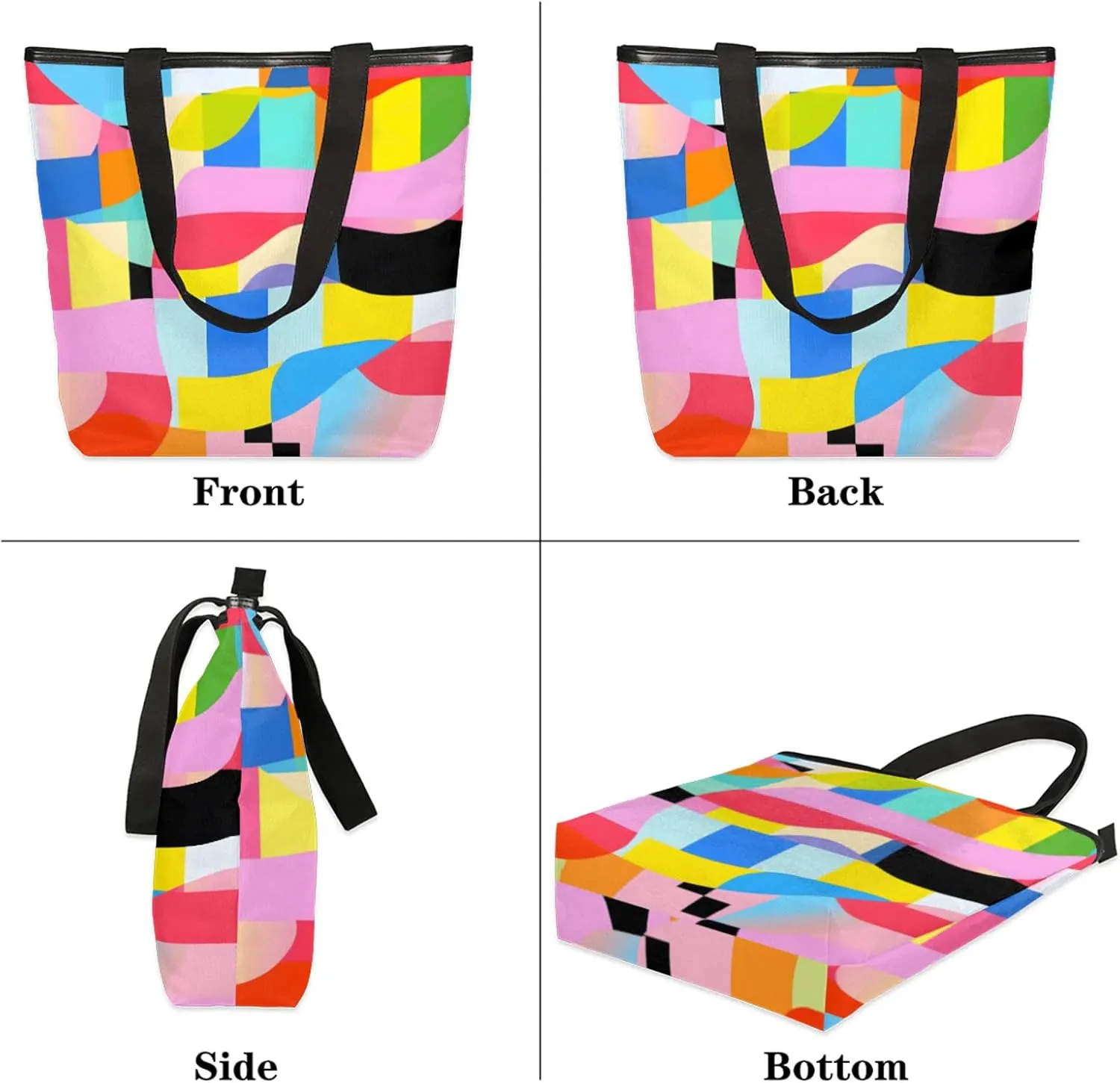 Tavisto Large Canvas Tote Bag with Zipper, Casual Shoulder Handbag for Women, Beach Bag Tote Grocery Bag with Inner Pocket