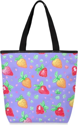 Tavisto Women’s Canvas Tote Bag with Zipper Large Capacity Shoulder Bag Beach Bag Reusable Shopping Bag with Inner Pocket