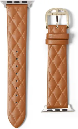 Ted Baker Tan Quilted Leather SST Yellow Gold Buckle for Apple Watch® (Model: BKS38F222B0)