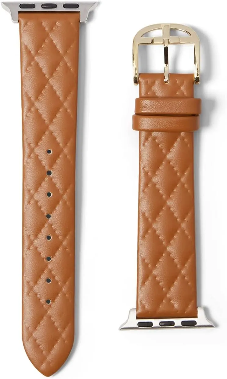 Ted Baker Tan Quilted Leather SST Yellow Gold Buckle for Apple Watch® (Model: BKS38F222B0)