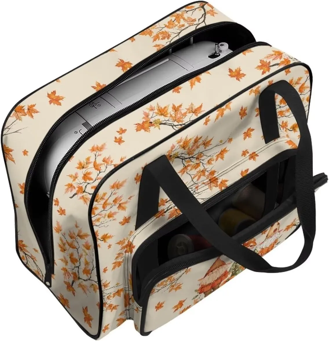 Thanksgiving Dwarf Sewing Machine Case Heavy Padded Tote Bag Portable Sewing Machine Handbag Dust Proof Compatible with Most Standard Sewing Machines