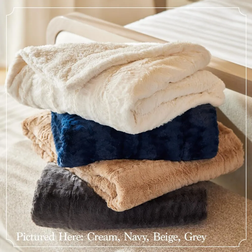 The Connecticut Home Co Throw Blanket for Couch, Soft Fluffy Room Decor, Cozy Warm Throws for Bed, Couches, Gifts for Women, Bedroom Cute Aesthetic Blankets Faux Fur and Sherpa,65x50, Black