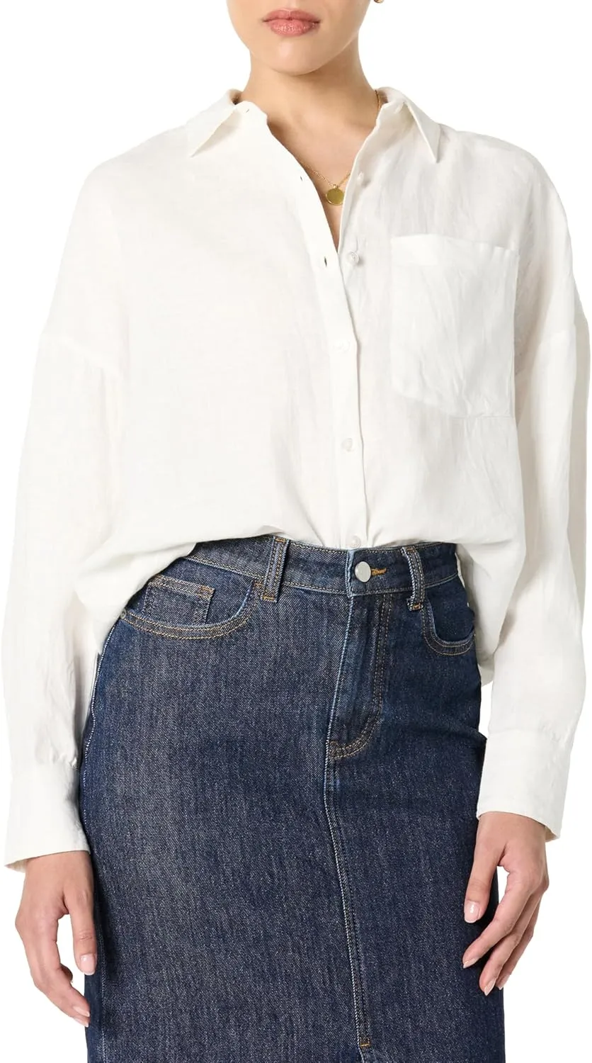 The Drop Women's Avila Classic Linen Button Down