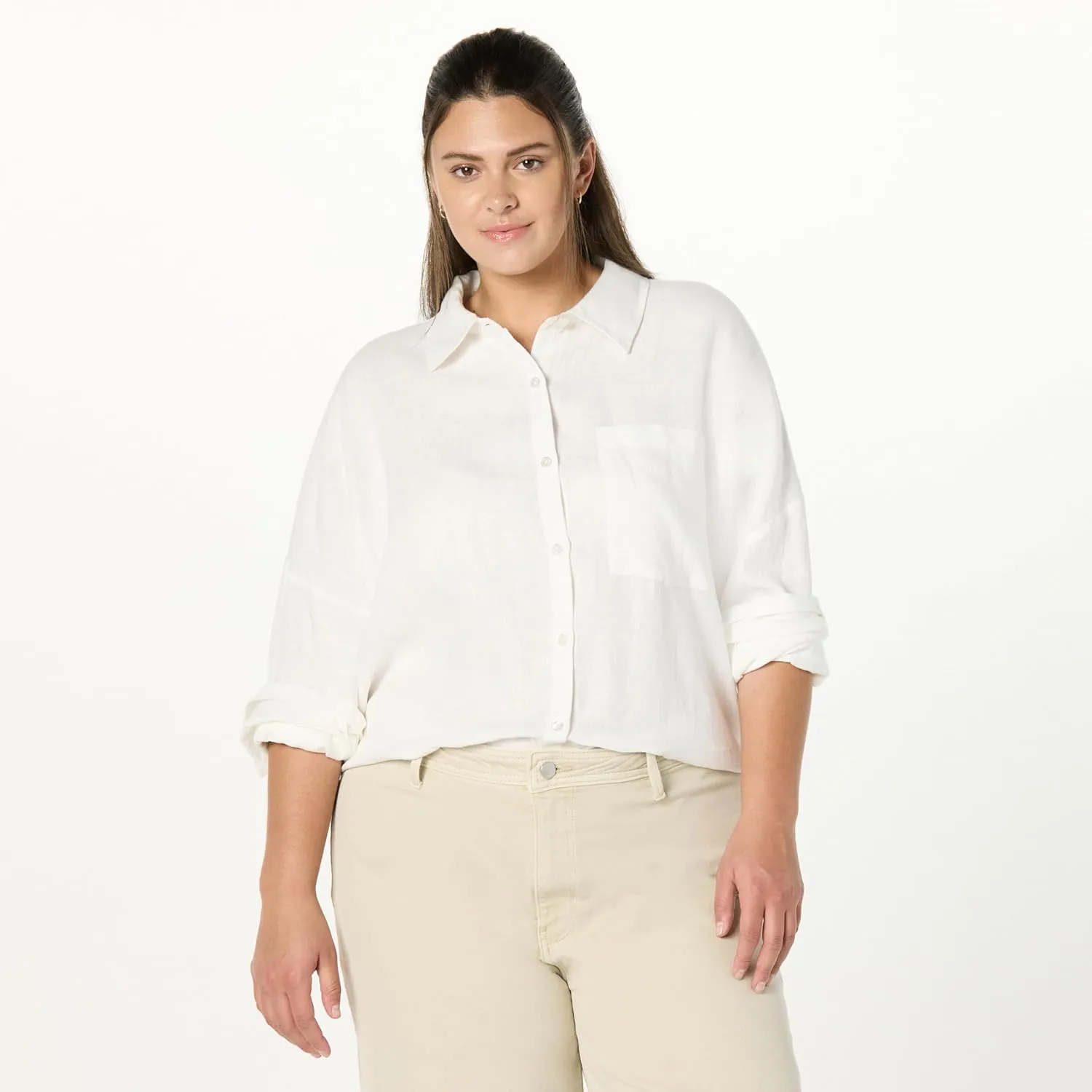 The Drop Women's Avila Classic Linen Button Down