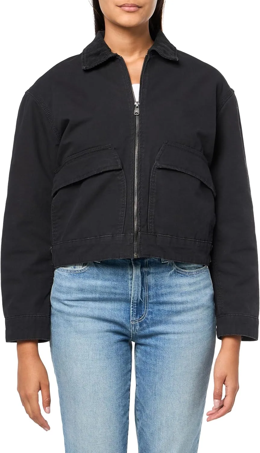 Timberland Women's Quilted Washed Canvas Jacket, Black, Medium