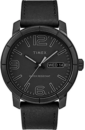 Timex TW2R64300JT Men's Mod 44mm Watch with Leather Strap - Black