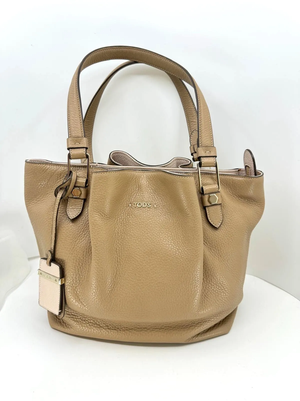 TOD'S GRAINED LEATHER SHOPPING TOTE BAG