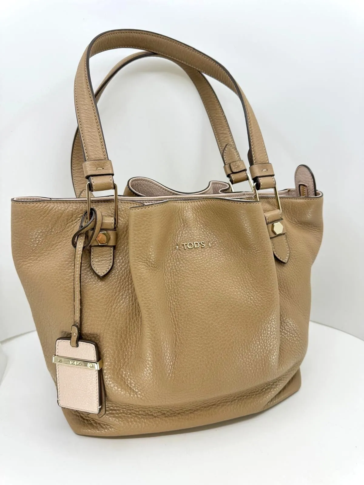 TOD'S GRAINED LEATHER SHOPPING TOTE BAG