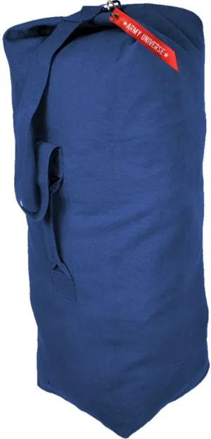 Top Load Heavyweight Cotton Canvas Tactical Military Duffle Bag Carryall Shoulder Storage Bulk Travel Bag, Navy Blue - 14" x 14" x 41"