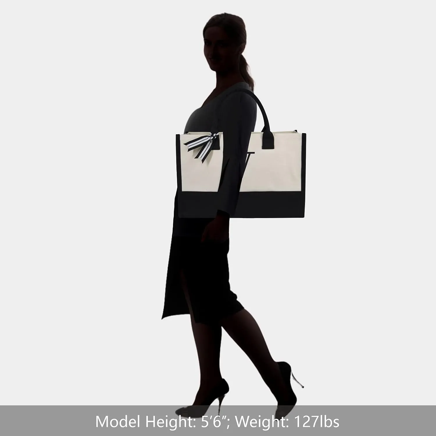 TOPDesign Embroidery Initial Canvas Tote Bag, Personalized Present Bag, Suitable for Wedding, Birthday, Beach, Holiday, is a Great Gift for Women, Mom, Teachers, Friends, Bridesmaids (Letter V)